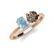4 - Tanya Oval Shape Aquamarine & Cushion Shape Smoky Quartz 2 Stone Duo Ring 