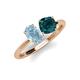 4 - Tanya Oval Shape Aquamarine & Cushion Shape London Blue Topaz 2 Stone Duo Ring 