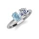 4 - Tanya Oval Shape Aquamarine & Cushion Shape Forever One Moissanite 2 Stone Duo Ring 