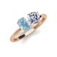 4 - Tanya Oval Shape Aquamarine & Cushion Shape Forever One Moissanite 2 Stone Duo Ring 