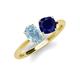 4 - Tanya Oval Shape Aquamarine & Cushion Shape Blue Sapphire 2 Stone Duo Ring 