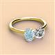 3 - Tanya Oval Shape Aquamarine & Cushion Shape IGI Certified Lab Grown Diamond 2 Stone Duo Ring 