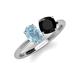 4 - Tanya Oval Shape Aquamarine & Cushion Shape Black Onyx 2 Stone Duo Ring 