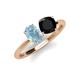 4 - Tanya Oval Shape Aquamarine & Cushion Shape Black Onyx 2 Stone Duo Ring 