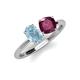 4 - Tanya Oval Shape Aquamarine & Cushion Shape Rhodolite Garnet 2 Stone Duo Ring 