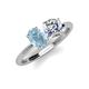 4 - Tanya Oval Shape Aquamarine & Cushion Shape IGI Certified Lab Grown Diamond 2 Stone Duo Ring 