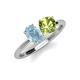 4 - Tanya Oval Shape Aquamarine & Cushion Shape Peridot 2 Stone Duo Ring 