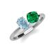 4 - Tanya Oval Shape Aquamarine & Cushion Shape Emerald 2 Stone Duo Ring 