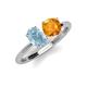 4 - Tanya Oval Shape Aquamarine & Cushion Shape Citrine 2 Stone Duo Ring 