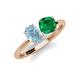 4 - Tanya Oval Shape Aquamarine & Cushion Shape Emerald 2 Stone Duo Ring 