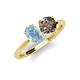 4 - Tanya Oval Shape Aquamarine & Cushion Shape Smoky Quartz 2 Stone Duo Ring 