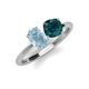 4 - Tanya Oval Shape Aquamarine & Cushion Shape London Blue Topaz 2 Stone Duo Ring 
