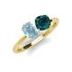 4 - Tanya Oval Shape Aquamarine & Cushion Shape London Blue Topaz 2 Stone Duo Ring 