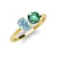 4 - Tanya Oval Shape Aquamarine & Cushion Shape Lab Created Alexandrite 2 Stone Duo Ring 