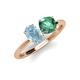 4 - Tanya Oval Shape Aquamarine & Cushion Shape Lab Created Alexandrite 2 Stone Duo Ring 