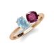4 - Tanya Oval Shape Aquamarine & Cushion Shape Rhodolite Garnet 2 Stone Duo Ring 