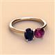 3 - Tanya Oval Shape Blue Sapphire & Cushion Shape Rhodolite Garnet 2 Stone Duo Ring 