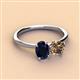 3 - Tanya Oval Shape Blue Sapphire & Cushion Shape Smoky Quartz 2 Stone Duo Ring 