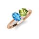 4 - Tanya Oval Shape Blue Topaz & Cushion Shape Peridot 2 Stone Duo Ring 