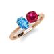 4 - Tanya Oval Shape Blue Topaz & Cushion Shape Ruby 2 Stone Duo Ring 