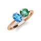 4 - Tanya Oval Shape Blue Topaz & Cushion Shape Lab Created Alexandrite 2 Stone Duo Ring 
