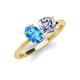 4 - Tanya Oval Shape Blue Topaz & Cushion Shape Forever Brilliant Moissanite 2 Stone Duo Ring 