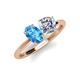 4 - Tanya Oval Shape Blue Topaz & Cushion Shape Forever Brilliant Moissanite 2 Stone Duo Ring 