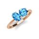 4 - Tanya Oval & Cushion Shape Blue Topaz 2 Stone Duo Ring 
