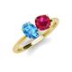4 - Tanya Oval Shape Blue Topaz & Cushion Shape Ruby 2 Stone Duo Ring 