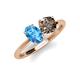 4 - Tanya Oval Shape Blue Topaz & Cushion Shape Smoky Quartz 2 Stone Duo Ring 