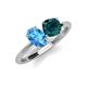 4 - Tanya Oval Shape Blue Topaz & Cushion Shape London Blue Topaz 2 Stone Duo Ring 