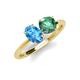 4 - Tanya Oval Shape Blue Topaz & Cushion Shape Lab Created Alexandrite 2 Stone Duo Ring 