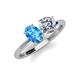 4 - Tanya Oval Shape Blue Topaz & Cushion Shape Forever One Moissanite 2 Stone Duo Ring 