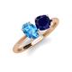 4 - Tanya Oval Shape Blue Topaz & Cushion Shape Blue Sapphire 2 Stone Duo Ring 