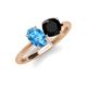 4 - Tanya Oval Shape Blue Topaz & Cushion Shape Black Onyx 2 Stone Duo Ring 