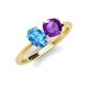 4 - Tanya Oval Shape Blue Topaz & Cushion Shape Amethyst 2 Stone Duo Ring 