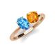 4 - Tanya Oval Shape Blue Topaz & Cushion Shape Citrine 2 Stone Duo Ring 