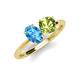 4 - Tanya Oval Shape Blue Topaz & Cushion Shape Peridot 2 Stone Duo Ring 