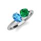 4 - Tanya Oval Shape Blue Topaz & Cushion Shape Emerald 2 Stone Duo Ring 