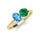 4 - Tanya Oval Shape Blue Topaz & Cushion Shape Emerald 2 Stone Duo Ring 