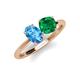 4 - Tanya Oval Shape Blue Topaz & Cushion Shape Emerald 2 Stone Duo Ring 