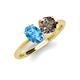 4 - Tanya Oval Shape Blue Topaz & Cushion Shape Smoky Quartz 2 Stone Duo Ring 