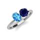 4 - Tanya Oval Shape Blue Topaz & Cushion Shape Blue Sapphire 2 Stone Duo Ring 