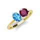 4 - Tanya Oval Shape Blue Topaz & Cushion Shape Rhodolite Garnet 2 Stone Duo Ring 
