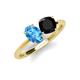 4 - Tanya Oval Shape Blue Topaz & Cushion Shape Black Onyx 2 Stone Duo Ring 