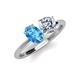 4 - Tanya Oval Shape Blue Topaz & Cushion Shape GIA Certified Diamond 2 Stone Duo Ring 
