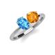 4 - Tanya Oval Shape Blue Topaz & Cushion Shape Citrine 2 Stone Duo Ring 