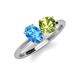 4 - Tanya Oval Shape Blue Topaz & Cushion Shape Peridot 2 Stone Duo Ring 