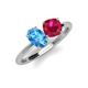 4 - Tanya Oval Shape Blue Topaz & Cushion Shape Ruby 2 Stone Duo Ring 
