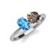 4 - Tanya Oval Shape Blue Topaz & Cushion Shape Smoky Quartz 2 Stone Duo Ring 